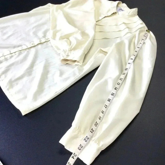 Vintage Joyce Womens Ivory Puff Sleeve Ruffle Frill Button Front Blouse Size 18 - Picture 6 of 9
